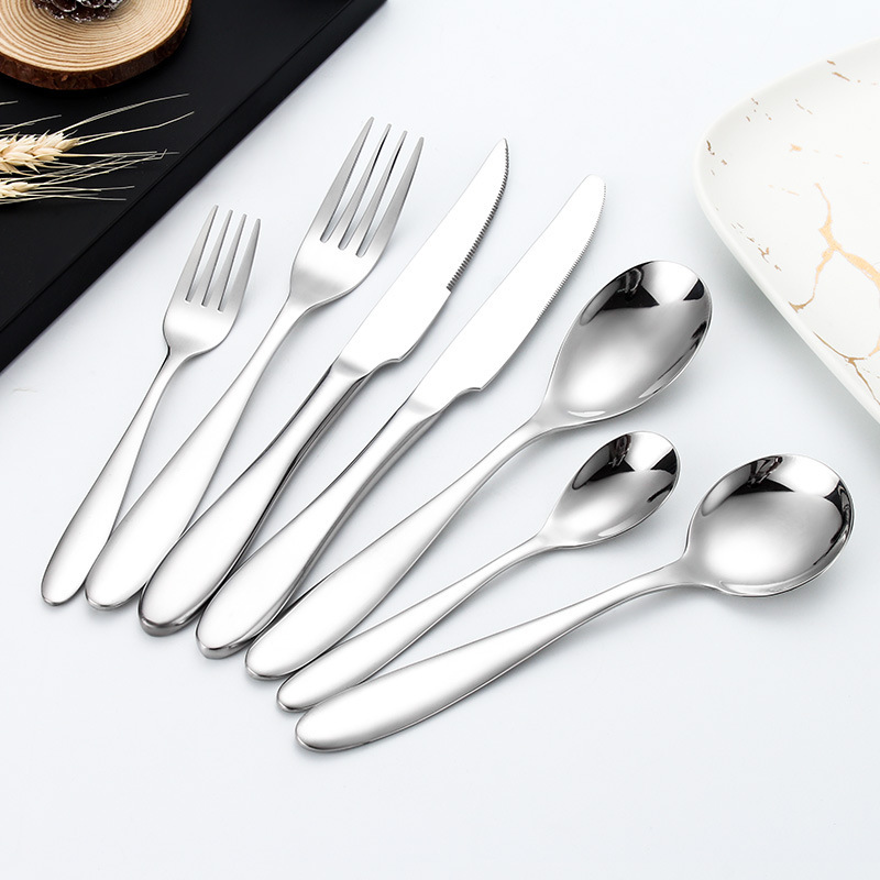 304 Knife, Fork and Spoon Set Western Tableware Steak Knife Spoon 7-piece Set Cross-border Exclusive Quality Hotel and Restaurant Supplies