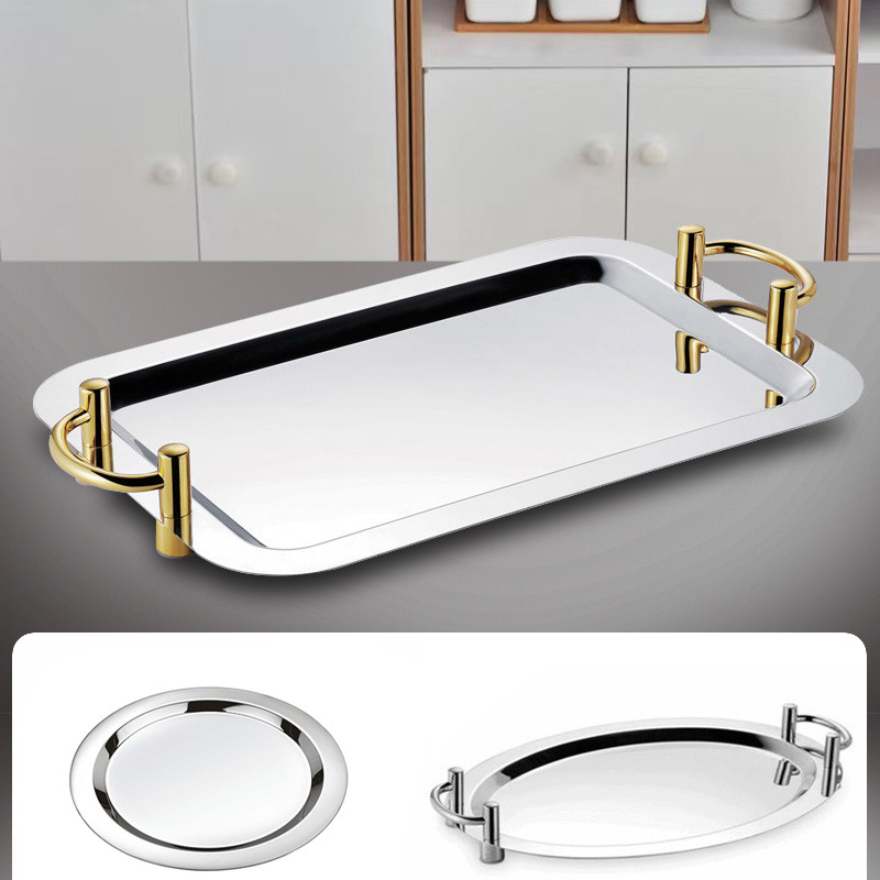 不锈钢镜盘自助餐厅西点盘面包盘子水果盘外贸出口不锈钢盘 B