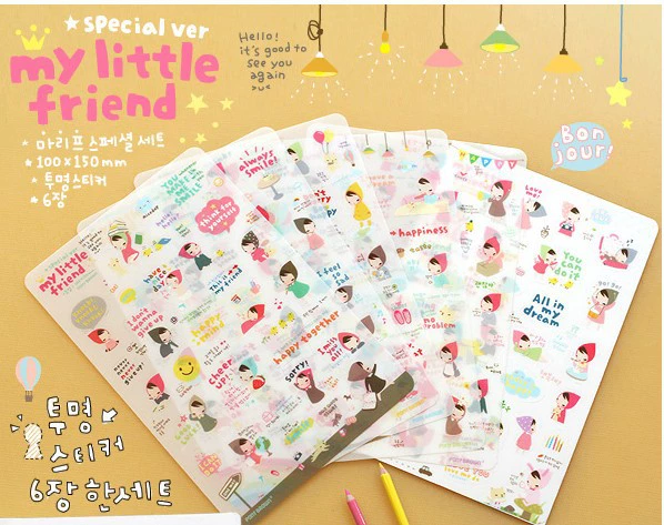 [A18 创意PONY透明贴纸My little friend 小红帽 (6张入)]