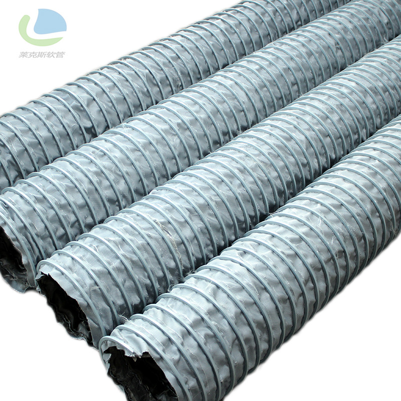 外部螺旋镀锌片起到非常好的耐磨性能在地上随意拖拽不会损坏风管