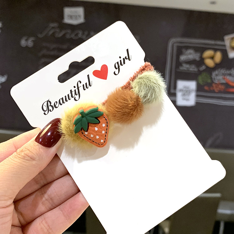 Autumn And Winter  Korean Strawberry Cute Hair Tie Headdress Girl Tie Head Rubber Band Hair Ring Holster  Cheap Scrunchies Wholesale Nihaojewelry display picture 5