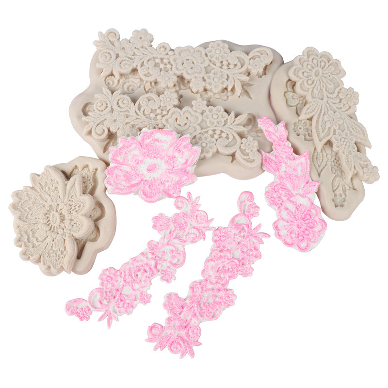 Fondant encaje pastel de encaje molde pastel de tela patrón en relieve de silicona molde herramientas para hornear ventas directas de la fábrica
