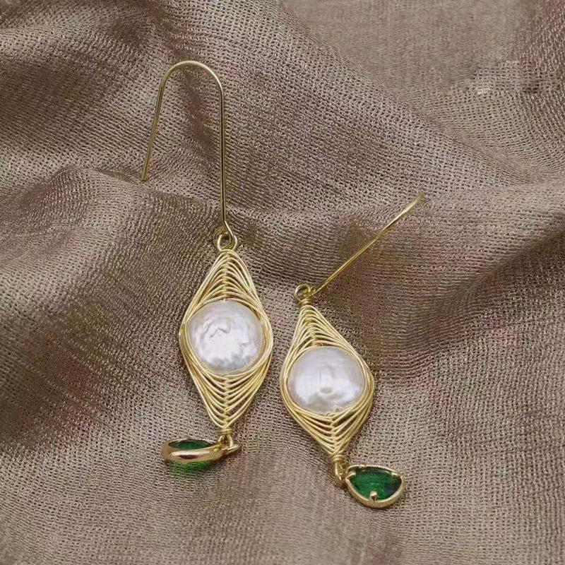 Pearl drop earrings, 925 silver hooks, gold‑plated, freshwater pearls, French style