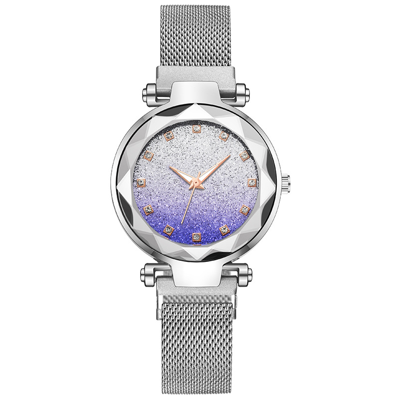 Reloj Con Imán De Estrella De Moda Reloj Degradado Plateado Femenino display picture 4