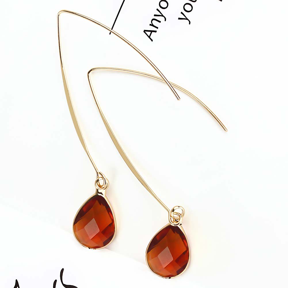 Copper Material 1 Pair Basic Modern Style Classic Style Water Droplets Inlay Copper Artificial Crystal Glass Drop Earrings