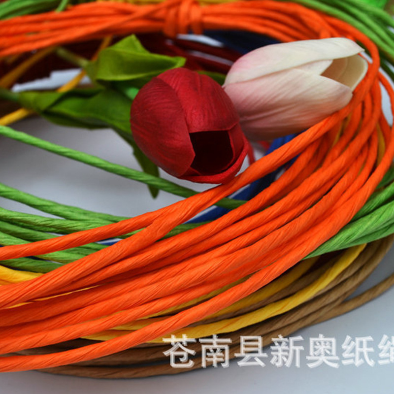 新奥现货工艺纸绳牛皮纸彩色纸绳人造纸手提绳牛皮捆绑绳中药蛋糕