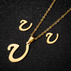 Pendant stainless steel with letters, necklace, chain, set, earrings, accessory, European style, wholesale