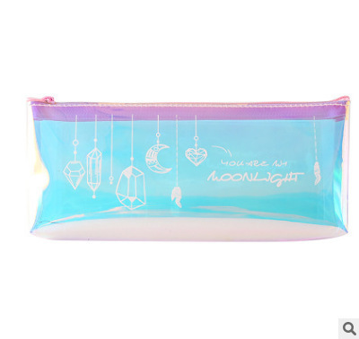 Lively and Fresh, Japanese Style, Fantasy Colorful Pencil Case, for Fun Writing, Moonlight Shimmering Ray Laser Inverted Trapezoid Pencil Bag