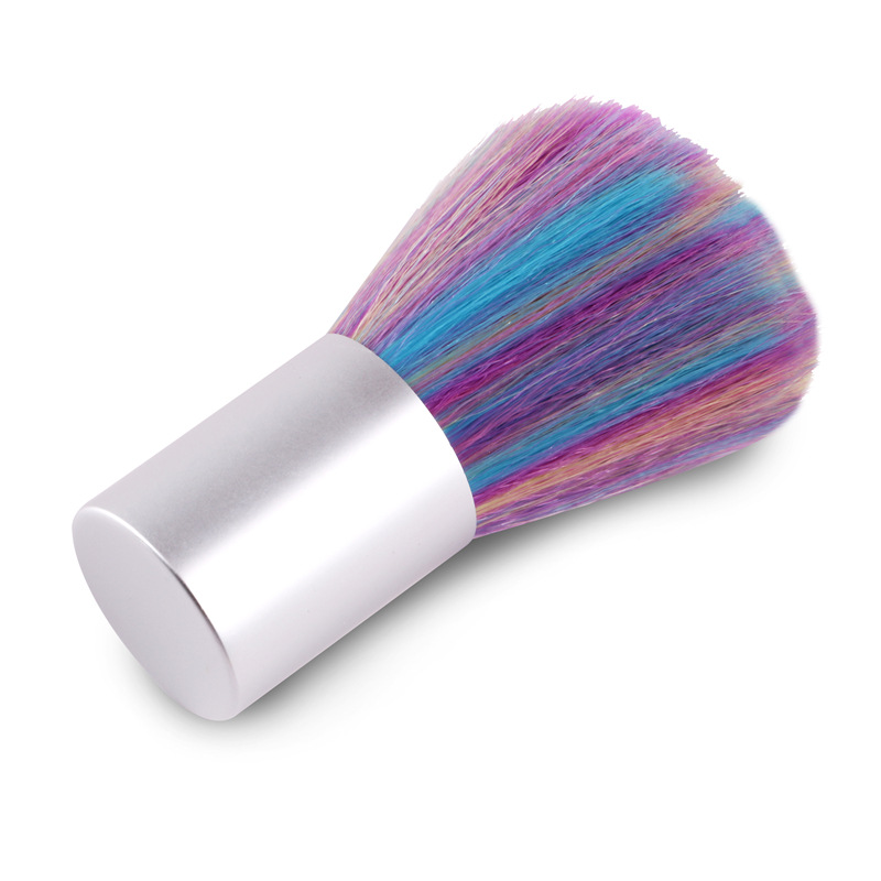 Especial transfronterizo para nuevo cepillo de polvo de uñas colorido cepillo de polvo de arco iris de mango corto de alta calidad cepillo de limpieza cepillo de rubor