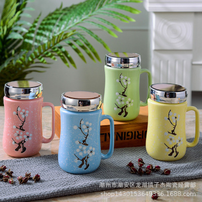 Manufactor Direct selling Ceramic cup With cover Hand drawn Mirror Creative Mugs The opening advertisement practical gift