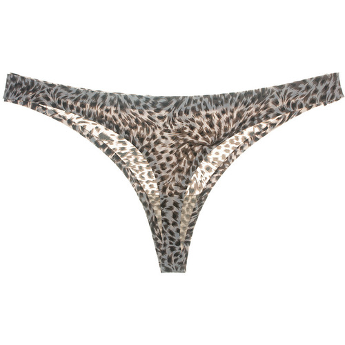Foreign trade women's underwear sexy and interesting leopard print ice silk low-waist one-piece seamless women's briefs thong