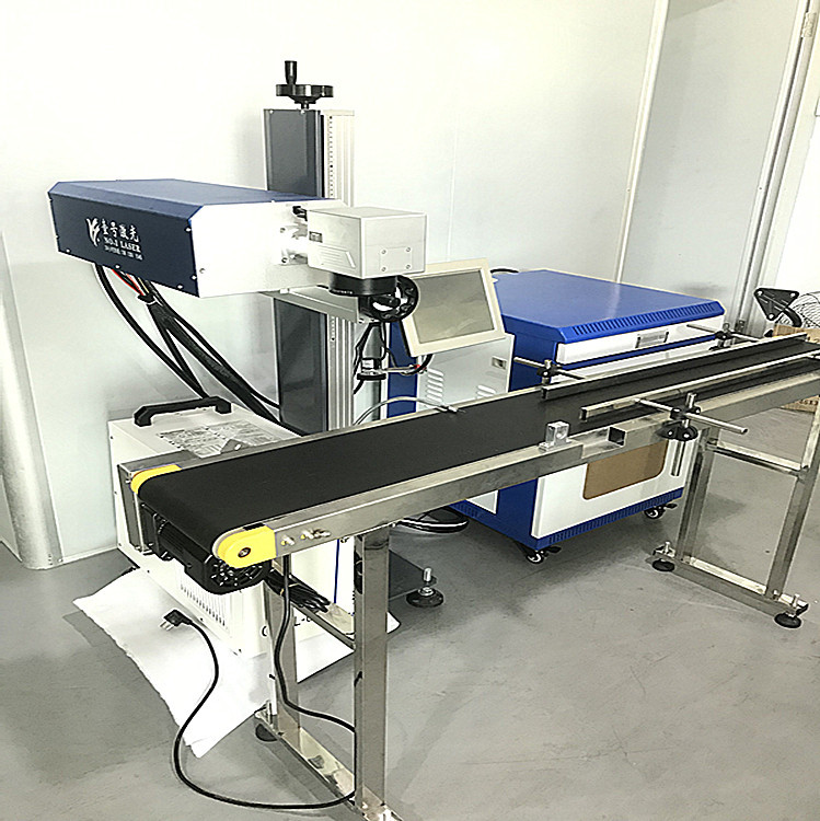 飞行式流水线激光打标/20瓦光纤激光打标机/在线批量日期刻字机