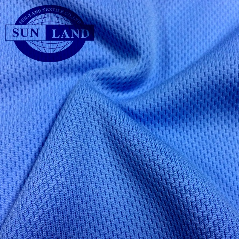 针织运动体能服面料 全涤纶吸湿排汗微弹鸟眼布 双面米粒网眼