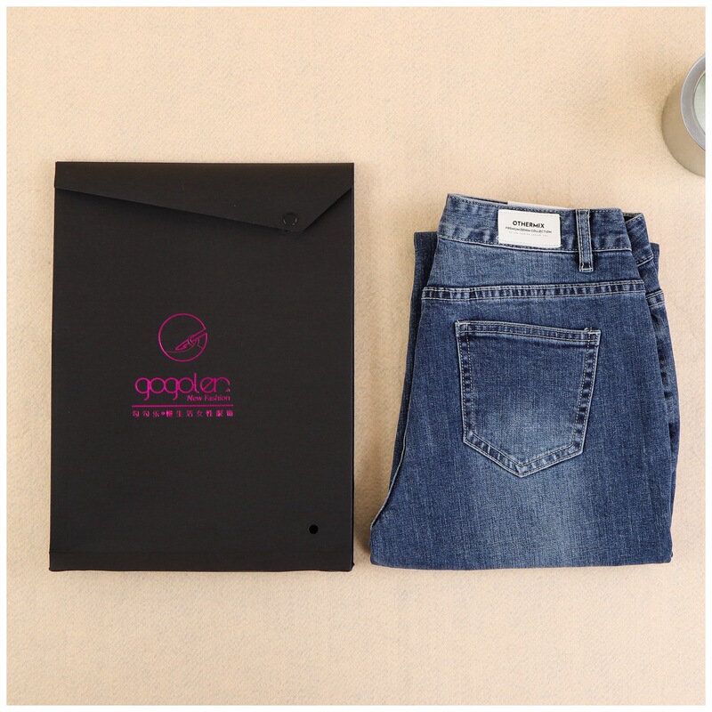 Ready-Made Document Bags, Jeans Clothing Courier Bags, Printed Logo Button File Packaging Bags, Black Card Hand-Held Bags Ready-Made Document Bags, Jeans Clothing Courier Bags, Printed Logo Button File Packaging Bags, Black Card Hand-Held Bags