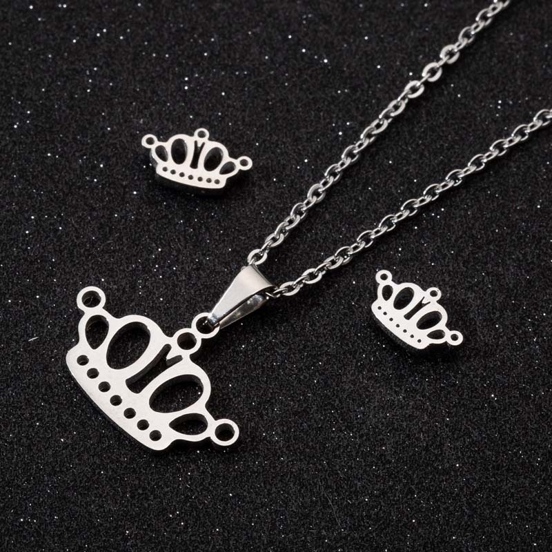 Fashion Crown Stainless Steel Plating Jewelry Set 2 Pieces