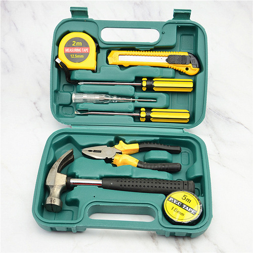 Car emergency tool box 9-piece household hardware combination tool set Car home dual-purpose emergency kit 8009A-1