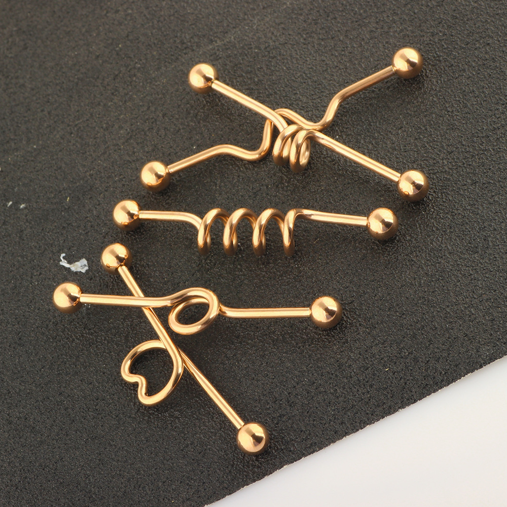 5-Piece Industrial Earring Set Long Rod Piercing Earrings Stainless Steel Ear Cartilage Jewelry Set detail image 9
