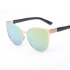 Fashionable sunglasses, retroreflective metal glasses solar-powered, European style, cat's eye