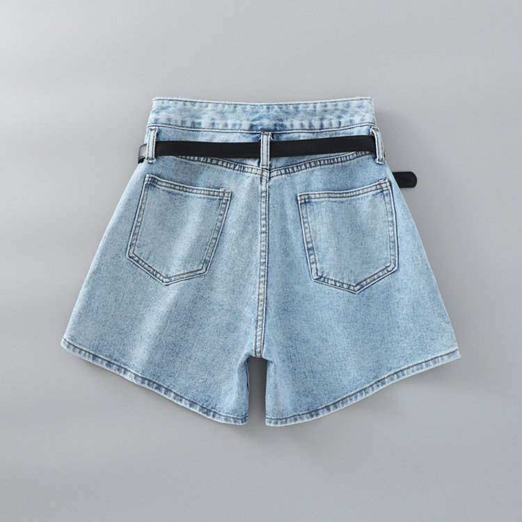 High Waist A-Line Denim Shorts NSAC16265