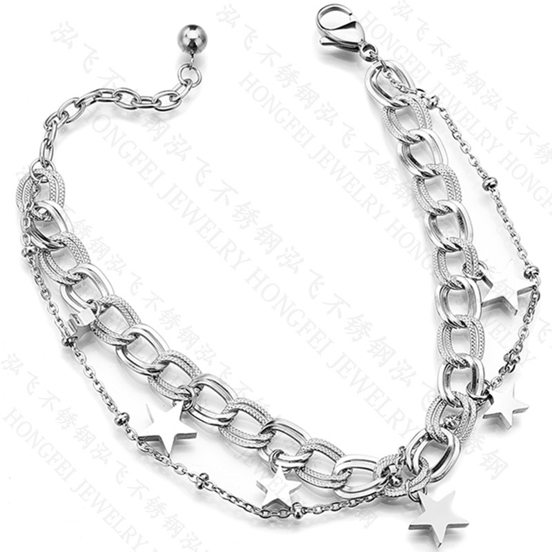 Fashion Wild Smooth Five-pointed Star Titanium Steel Bracelet Women&#39;s display picture 4