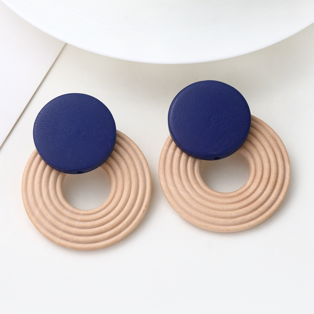 Boucles D&#39;oreilles En Bois De Cercle De Mode display picture 6