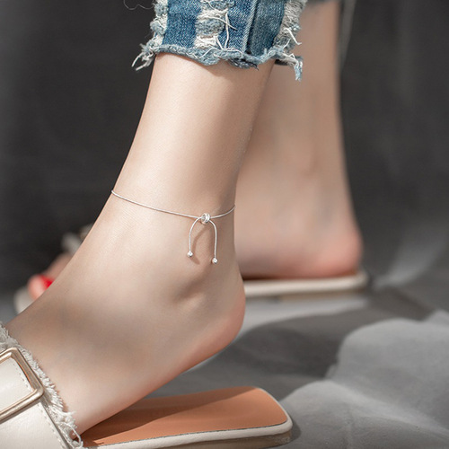 Adjustable ball bead tassel anklet drop shipping Cross-border ins simple snake bone anklet slim ankle jewelry for women