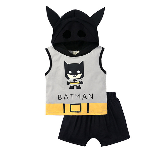 2024 summer boys' suits new style vest hooded with bread shorts men's and women's baby suits children's clothing