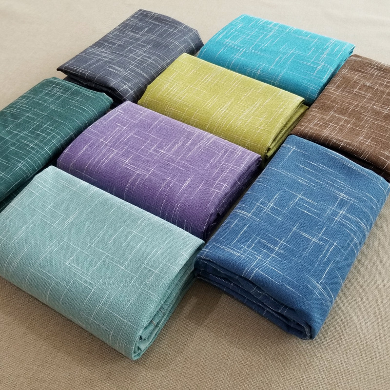 高档纯色亚麻棉麻沙发布料素色十字纹竹节麻涤麻粗麻背景沙发套布