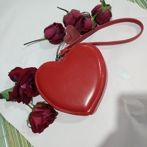 Korean New Love Bag Fresh Style Handheld Bag Cute Peach Heart Student Wallet Coin Small Bag Trendy