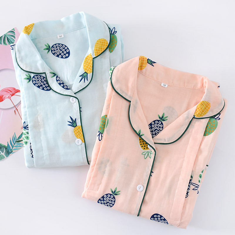 春秋爆款纱布月子服产妇哺乳衣翻领孕妇大码长袖睡衣套装厂家批发