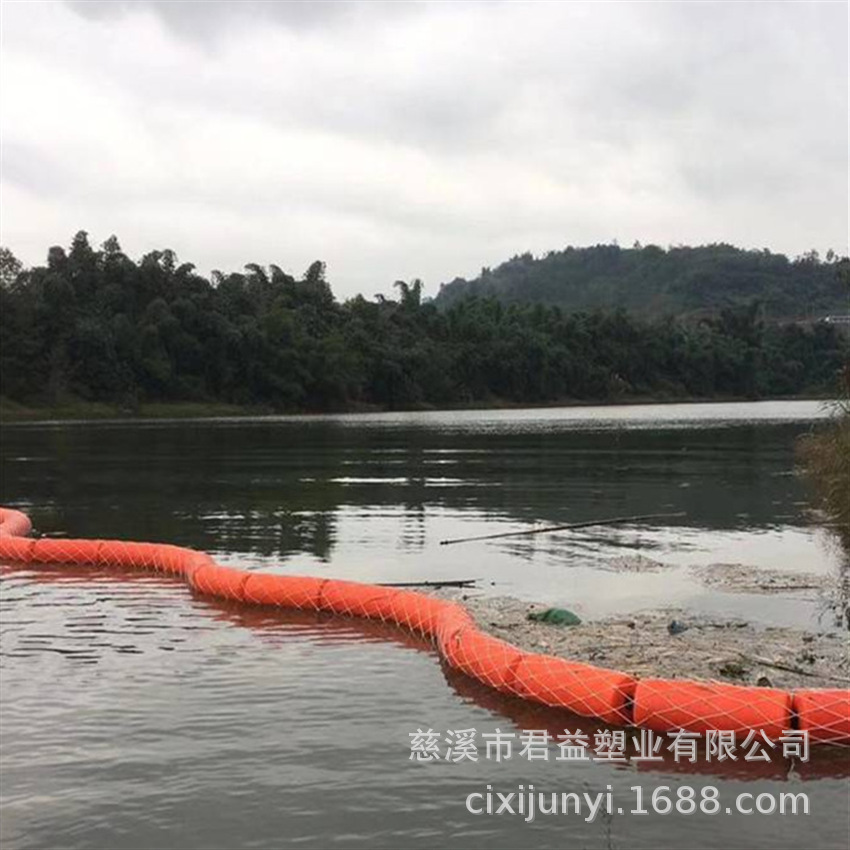 重庆水上围栏挡渣拦污浮体 串联组合式挡油塑料漂浮桶安装图