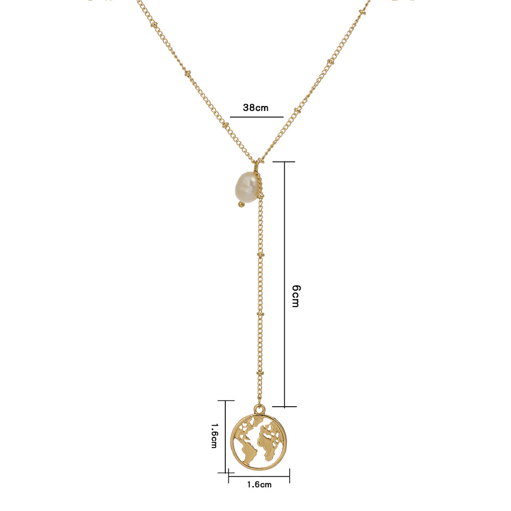 Collier Simple Avec Pendentif Carte Du Monde En Perles D&#39;eau Douce Multicouches display picture 18