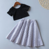 Girl’s suit girl’s skirt black T-shirt + striped skirt girl’s skirt suit