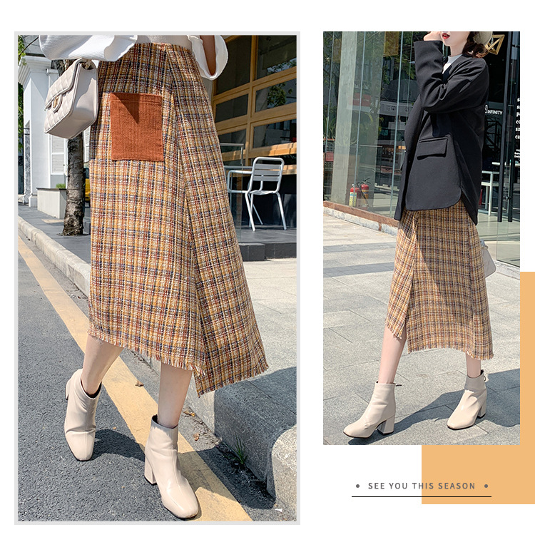 Spring and Autumn Plaid Skirt  NSJR17266