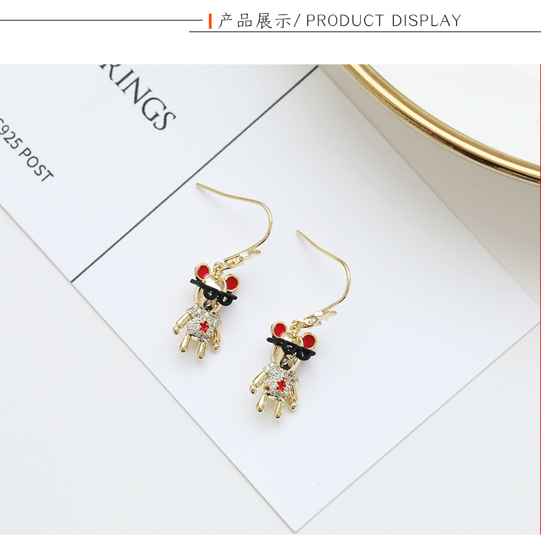 New Year Eyes And Mouse Earrings Fashion Wild Micro Diamond Cute Earrings display picture 9