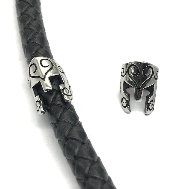 Foreign trade website hot European and American pop punk hand woven beaded Roman helmet warrior leather bracelet