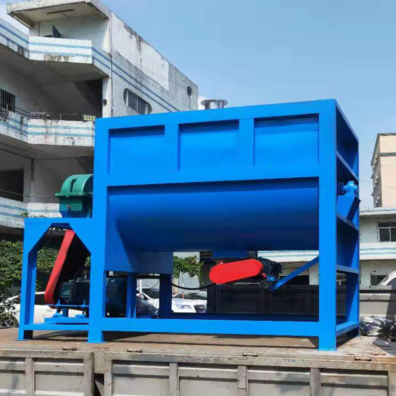 批发不锈钢卧式泥砂浆搅拌机平口双轴螺旋拌料设备生产线