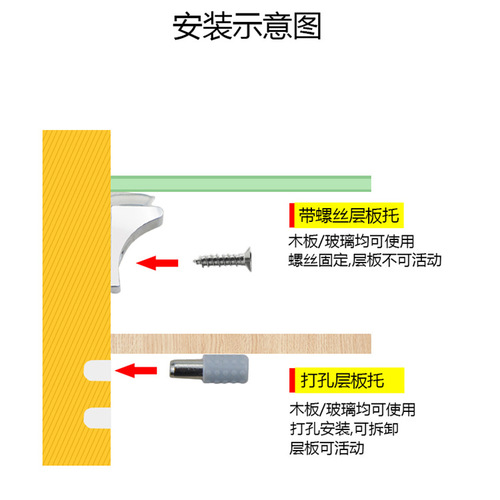 Wardrobe partition nail bracket movable wooden cabinet bracket wine cabinet glass fixed drag transparent laminate support partition