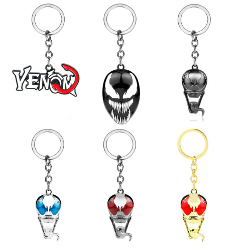 Movie peripheral Venom keychain black Spider-Man alloy car keychain bag pendant wholesale