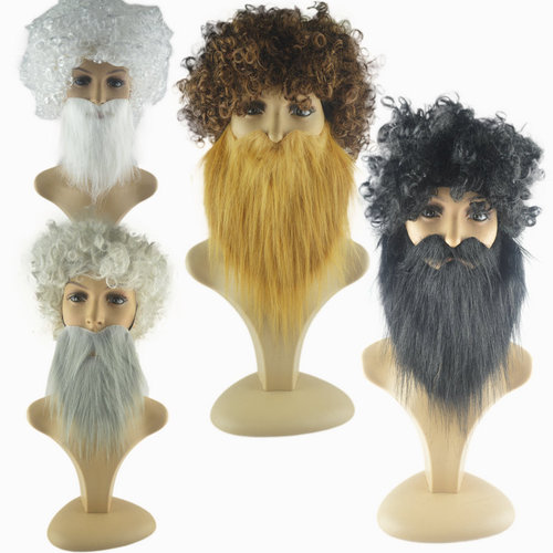 Halloween Party Lineup Brown Bearded + Wig Set Black Wig Set White Christmas Bearded Set
