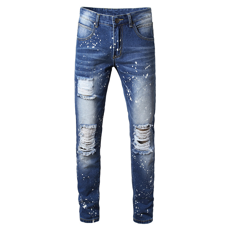 Nouveaux jeans usés pour hommes, jeans droits tendance et décontractés_voghion.com