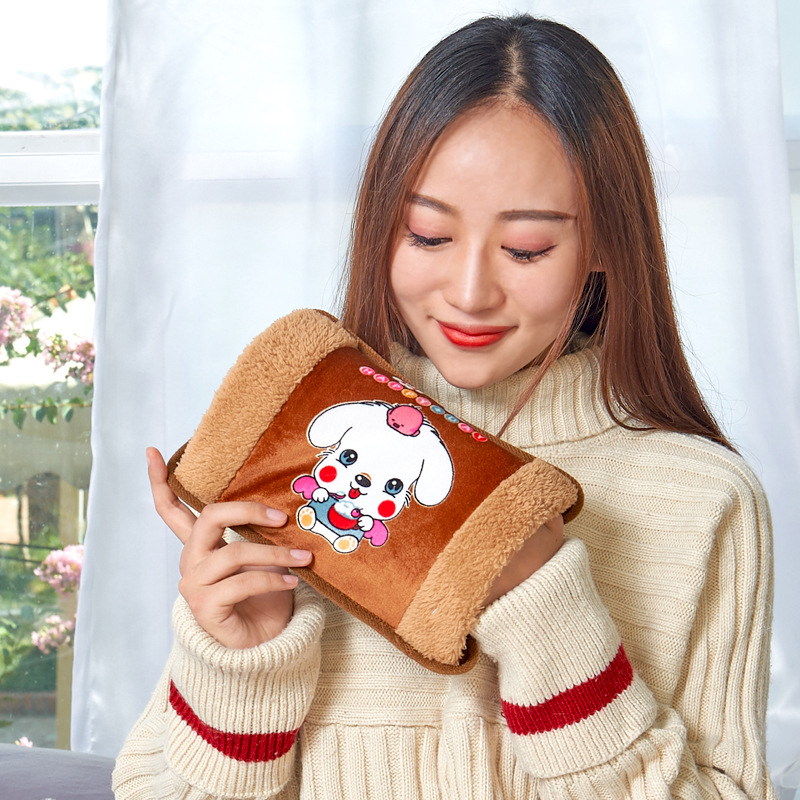 廠家直銷毛絨充電熱水袋安全防爆電暖寶寶注水卡通暖手寶壹件代發