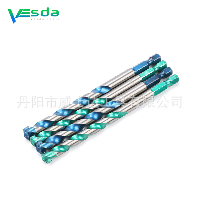 3-13MM铣制整体六角柄蓝绿彩色建工钻/水泥钻头  工厂直销