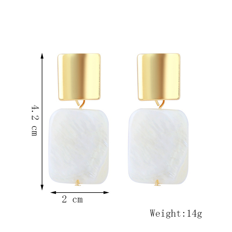 Bohemian Korean Square Natural Shell Earrings Trend Geometric Alloy Earrings Wholesale Nihaojewelry display picture 1