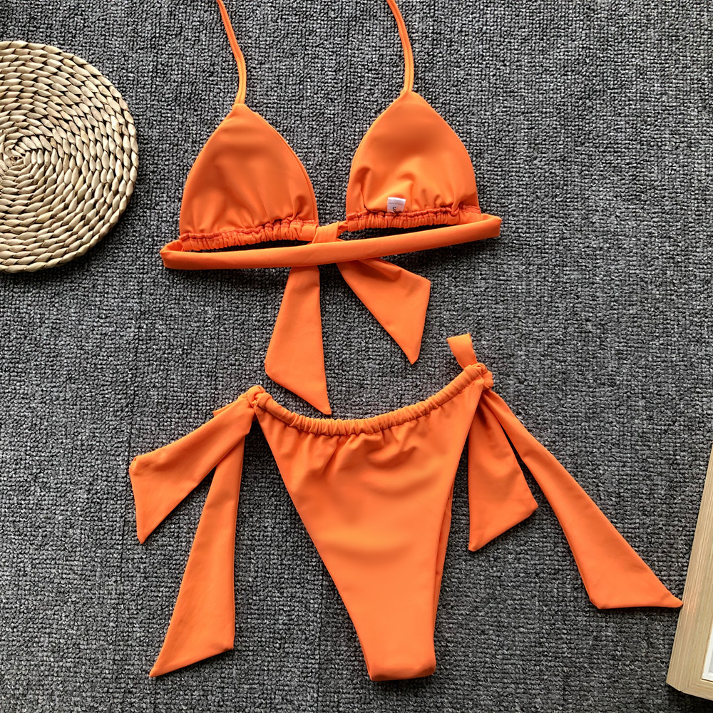  simple bikini solid color split swimsuit ladies hot swimwear NSDA1211