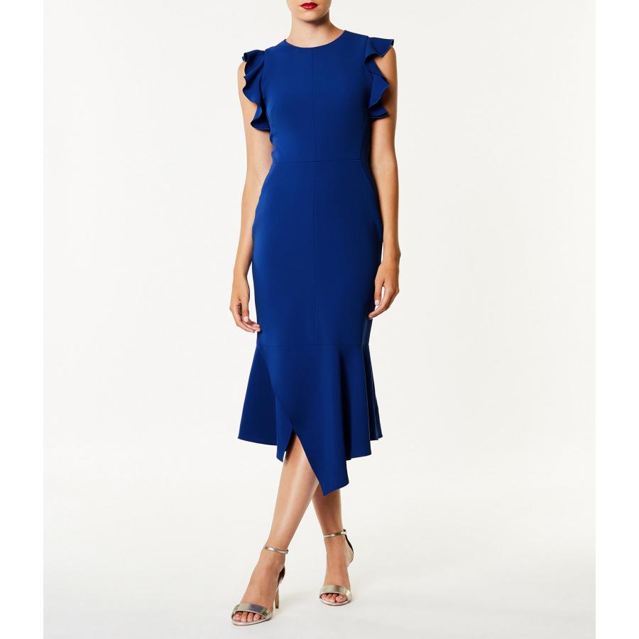 0309-07 荷叶边鱼尾连衣裙SMLXL码颜色紫色蓝色面料