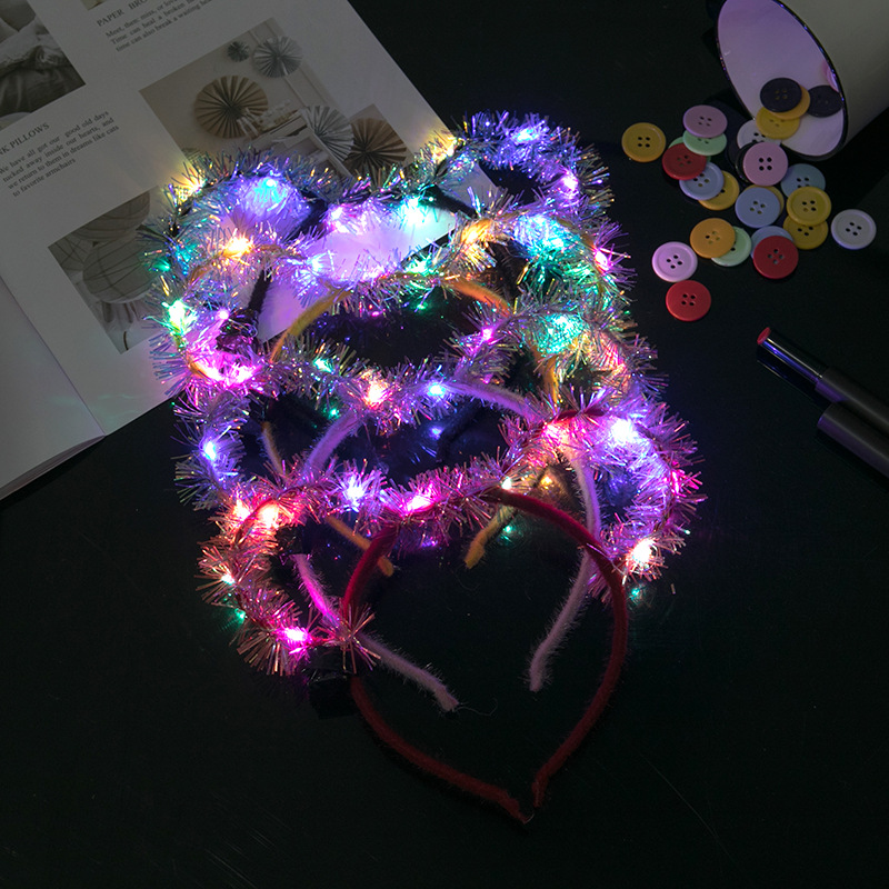 闪亮款金丝米奇发光头箍