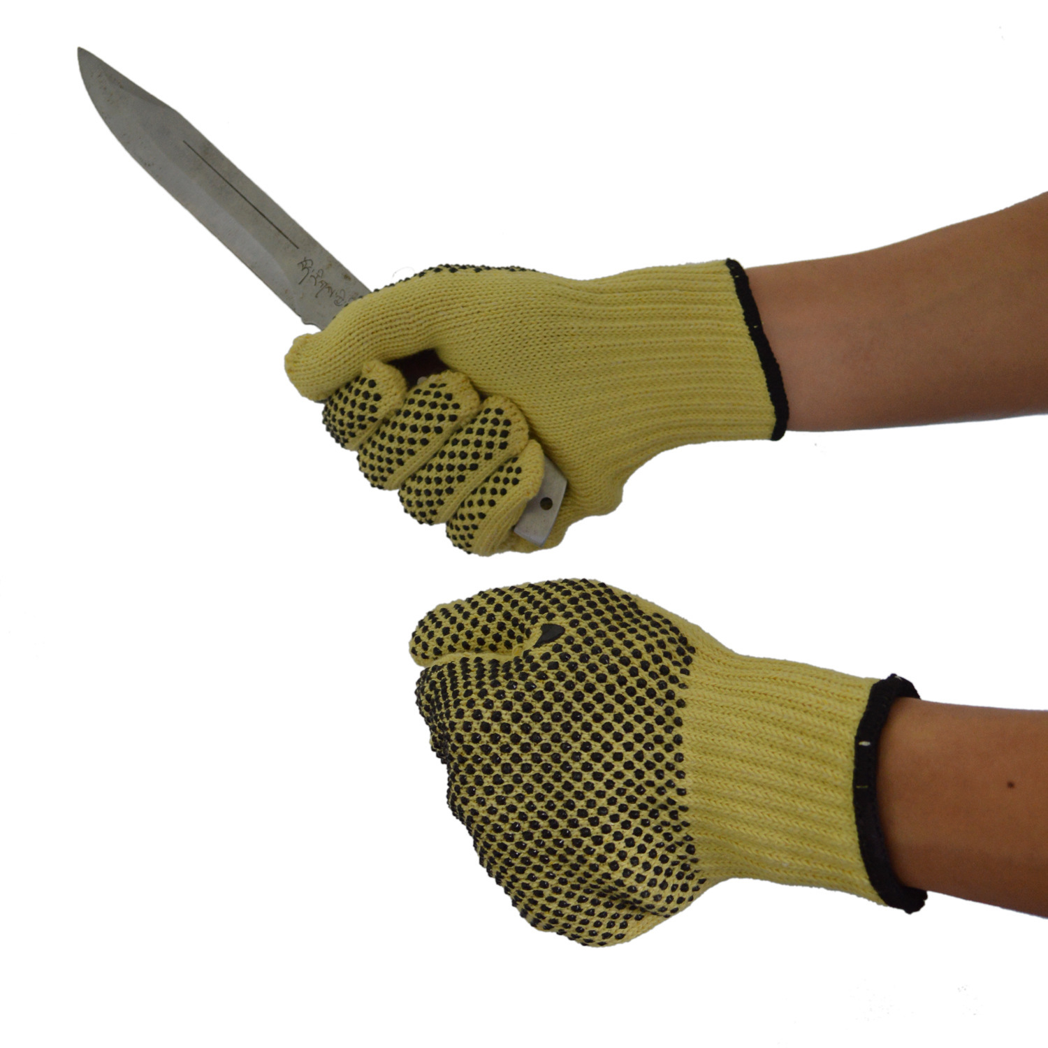 新品芳纶包PE不掉毛实验工作手套 玻璃搬运汽修建筑工业防护手套