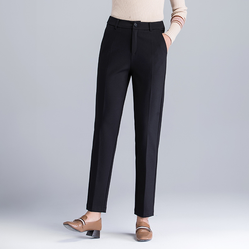 2019女装裤子显瘦九分裤女西装裤高腰大码休闲裤小直筒针织料子裤