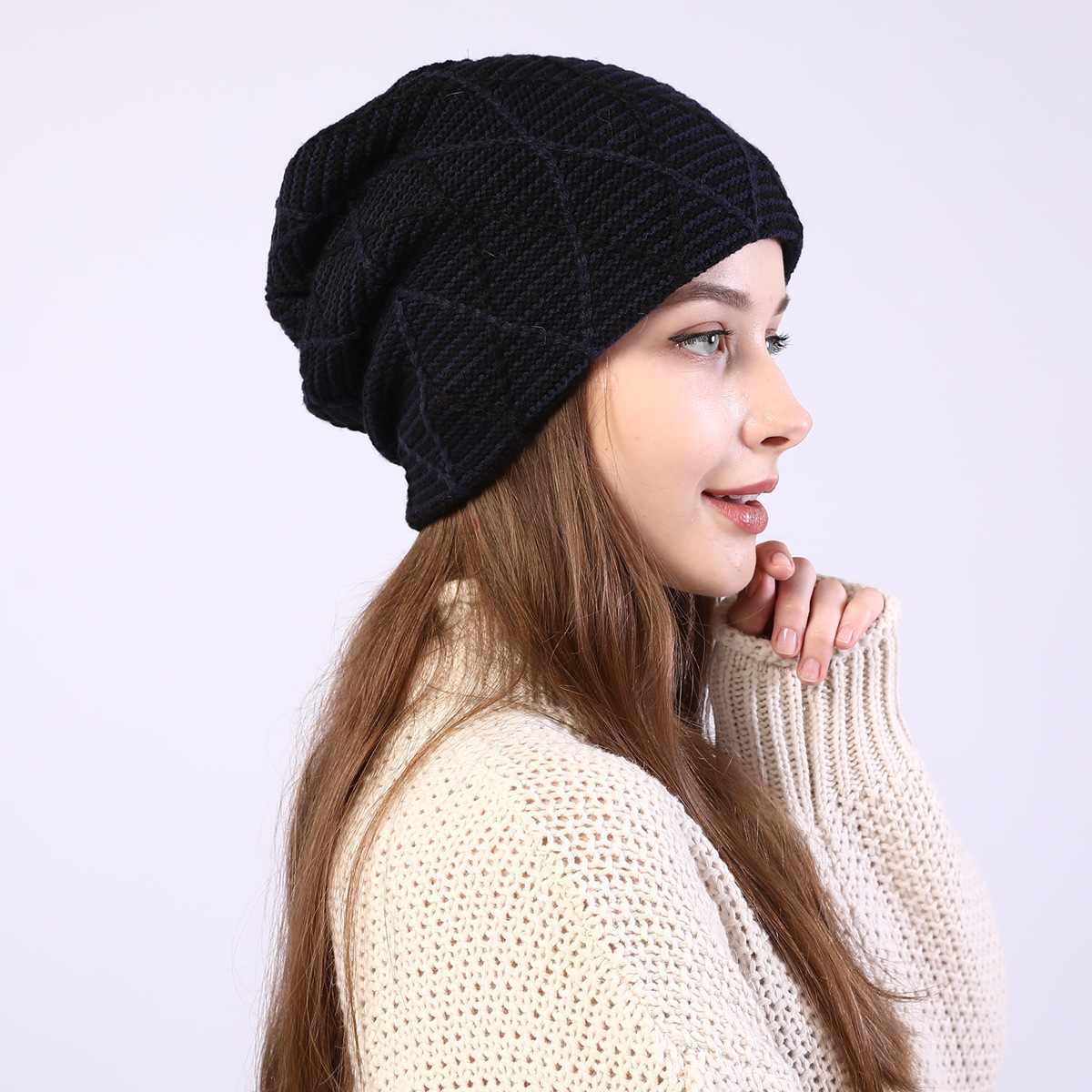 Knitted Beanie Hat For Autumn And Winter Warm Ear Protection_voghion.com